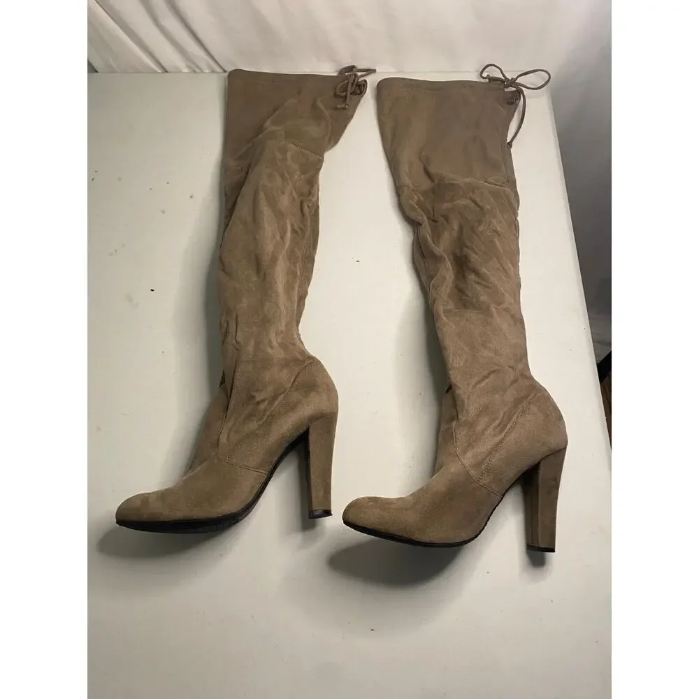 Steve‎ Madden Gorgeous High Heel Boots Over The Knee Brown Fabric Soft Size 8